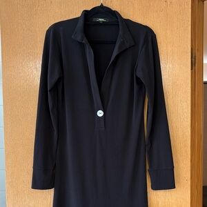 Teki Black Long Sleeve Sheath Dress with Button Accent-XS fit (tags reads S)